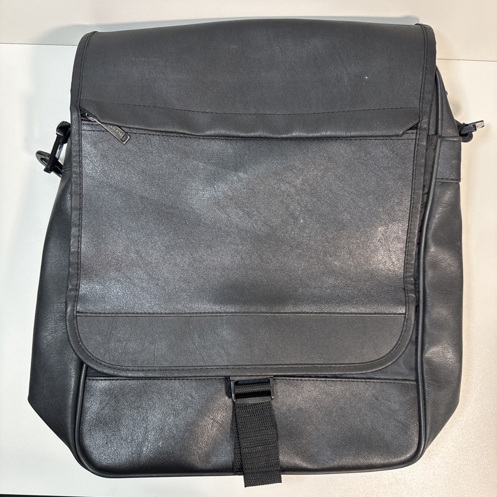 Leed's Convertible Backpack Messenger Bag Faux Leather Black Laptop‎ Unisex